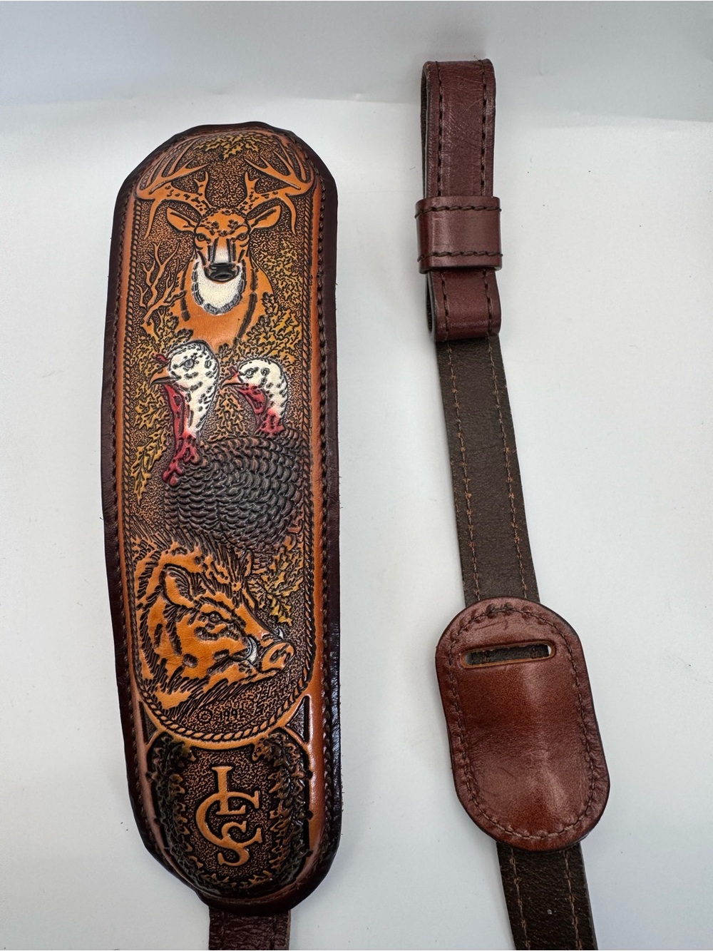 1992 L.C. Smith 1075 Capital Leather Series Rifle Sling Padded Boar Turkey Buck